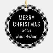 Black Buffalo Pset Holiday Foto gepersonaliseerd Keramisch Ornament (Achterkant)