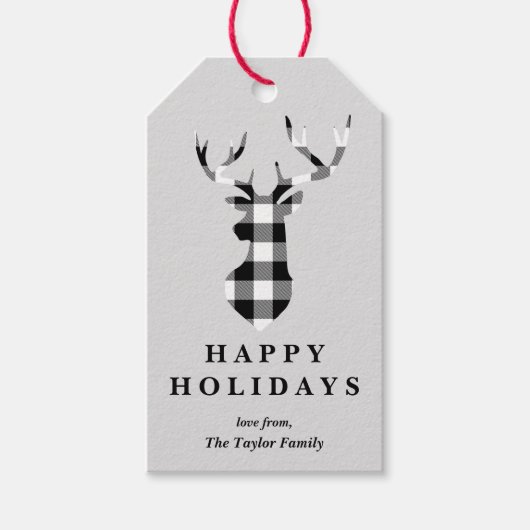 Black Buffalo Pset-kerstdeer Silhouette Cadeaulabel (Voorkant)