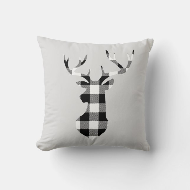 Black Buffalo Pset-kerstdeer Silhouette Kussen (Voorkant)