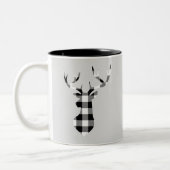 Black Buffalo Pset-kerstdeer Silhouette Tweekleurige Koffiemok (Links)