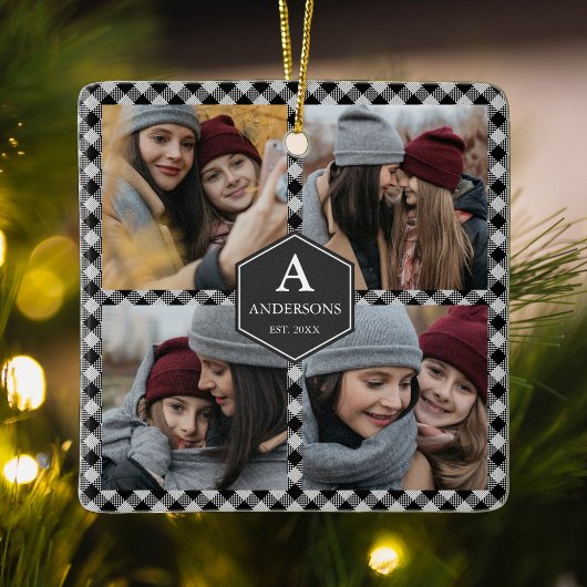 Black Buffalo Pset Lumberjack Photo Collage Keramisch Ornament