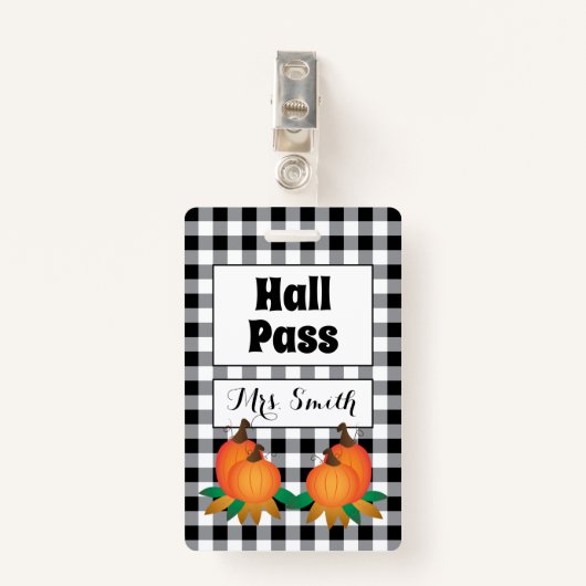 Black Buffalo Pset met Pumpkins Hall Pass Badge (Voorkant met clip)