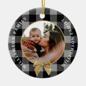 Black Buffalo Pset Pattern Gold Bow-serie Foto Keramisch Ornament (Voorkant)