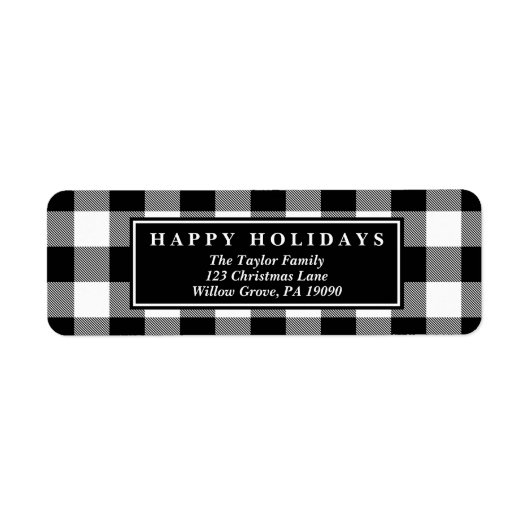 Black Buffalo Pset Pattern Kaart met kerstmis Etiket (Voorkant)