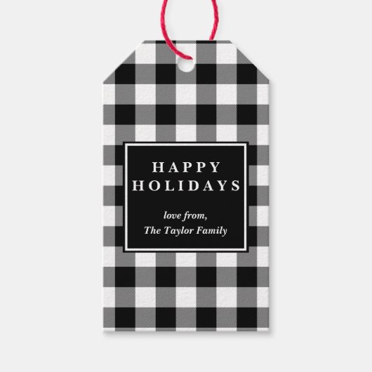 Black Buffalo Pset Pattern Kerstmis Cadeaulabel (Voorkant)