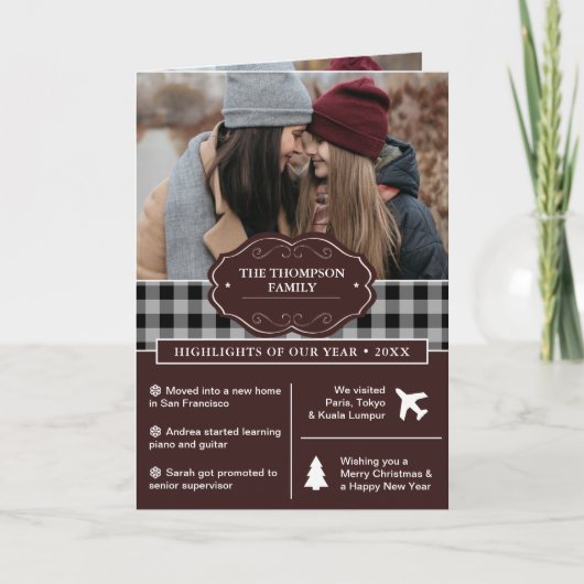 Black Buffalo Pset Year in Review kerstfoto Feestdagen Kaart (Voorkant)