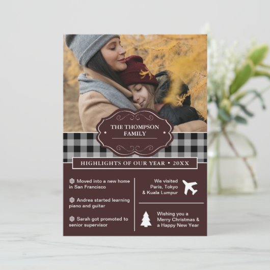 Black Buffalo Pset Year in Review kerstfoto Feestdagenkaart (Staand voorkant)
