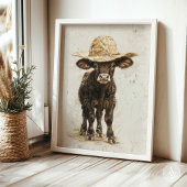 Black Bull met Pet Whimsical Boerderij Dierlijke K Poster