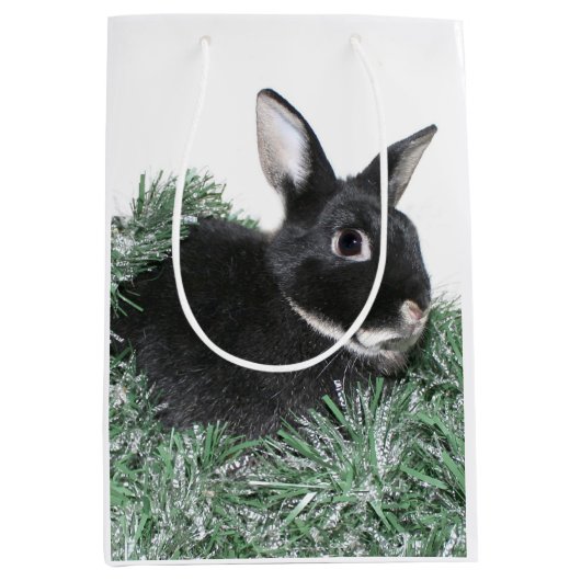 Black Bunny konijn Kerstmis Medium Cadeauzakje (Voorkant)