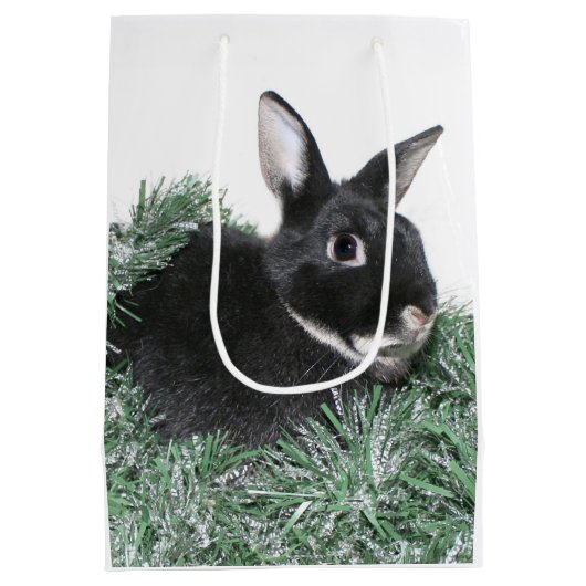 Black Bunny konijn Kerstmis Medium Cadeauzakje (Achterkant)