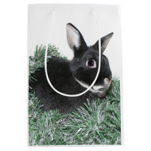 Black Bunny-konijnenkerstmis Medium Cadeauzakje