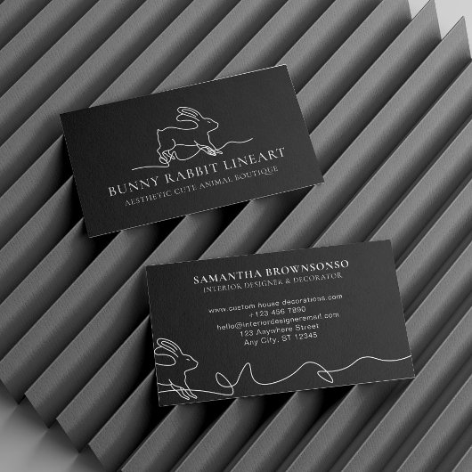 Black Bunny Rabbit Line Art Baby Animal Visitekaartje