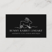 Black Bunny Rabbit Line Art Baby Animal Visitekaartje (Voorkant)