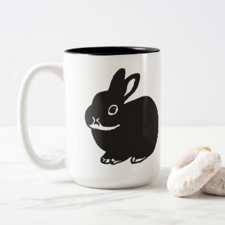 Black bunnys' mug cup tweekleurige koffiemok
