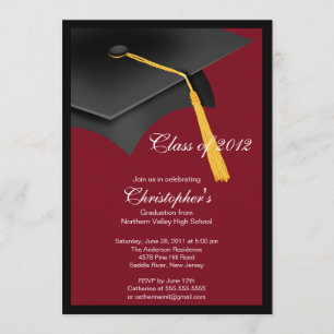 Black Burgundy Afstudeerder Pet Graduation Party Kaart