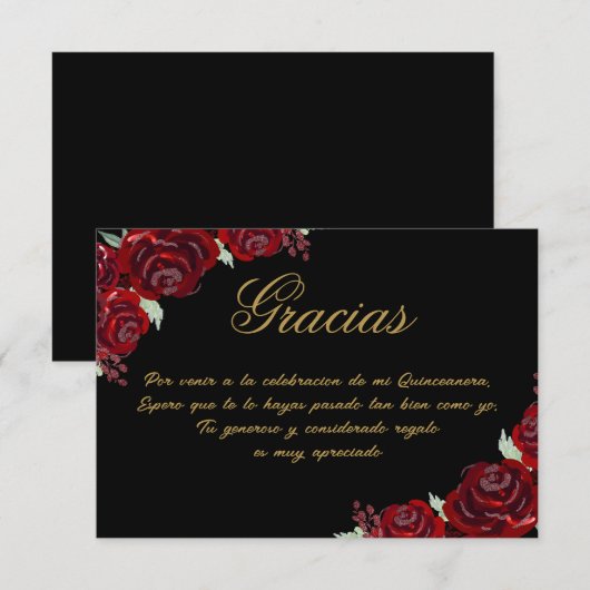 Black Burgundy bedankje Bedankkaart (Voorkant / Achterkant)