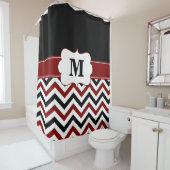 Black Burgundy chevron Monogram Douchegordijn (In situ)