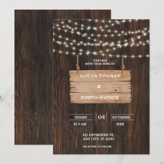 Black Burgundy en Gold Floral Modern Boho Wedding Kaart (Voorkant / Achterkant)