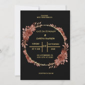 Black Burgundy en Gold Floral Modern Boho Wedding Kaart (Voorkant)
