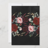 Black Burgundy en Gold Floral Modern Boho Wedding Kaart (Achterkant)