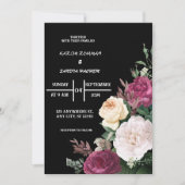 Black Burgundy en Gold Floral Modern Boho Wedding Kaart (Voorkant)