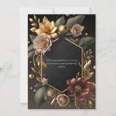 Black Burgundy en Gold Floral Modern Boho Wedding Kaart (Achterkant)