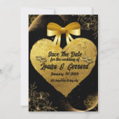 Black Burgundy en Gold Floral Modern Boho Wedding Kaart (Voorkant)