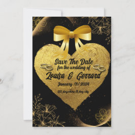 Black Burgundy en Gold Floral Modern Boho Wedding Kaart