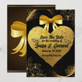 Black Burgundy en Gold Floral Modern Boho Wedding Kaart