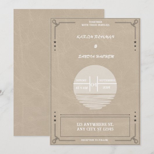 Black Burgundy en Gold Floral Modern Boho Wedding Kaart (Voorkant / Achterkant)