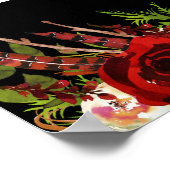 Black Burgundy Floral Boho vindt je tafel hier Poster (Hoek)