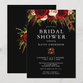 Black Burgundy Floral Boho Vrijgezellenfeest Kaart (Voorkant / Achterkant)