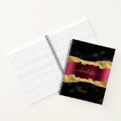 Black burgundy gold agate marmer name script notitieboek (Binnen)