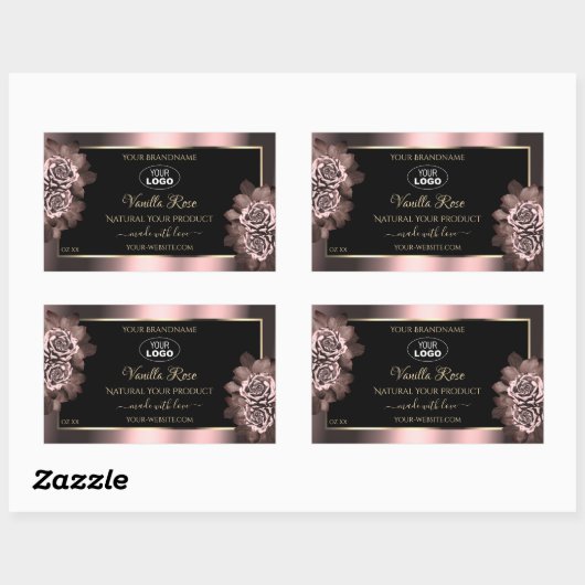 Black Burgundy Gold Product Labels roze rozen Logo (Vel)