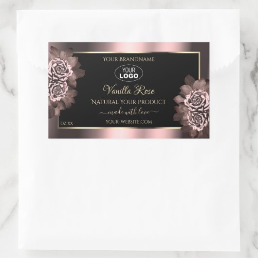 Black Burgundy Gold Product Labels roze rozen Logo (Tas)