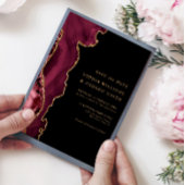 Black & Burgundy Gold Save the Date Invitation Kaart
