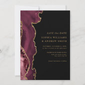 Black & Burgundy Gold Save the Date Invitation Kaart (Voorkant)