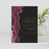 Black & Burgundy Gold Save the Date Invitation Kaart (Staand voorkant)