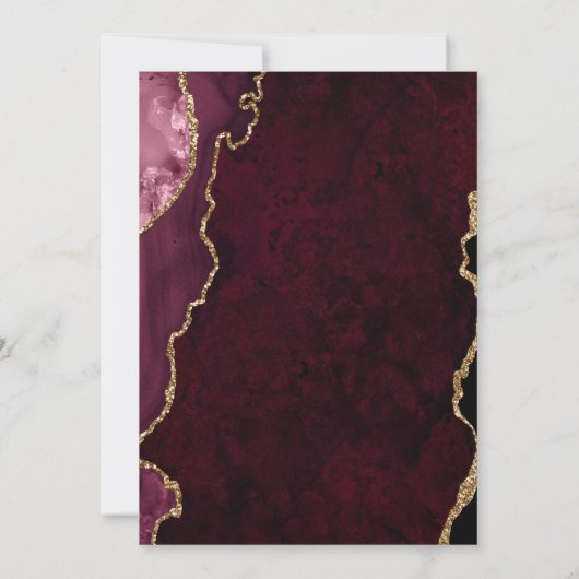 Black & Burgundy Gold Save the Date Invitation Kaart (Achterkant)
