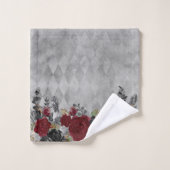 Black Burgundy Gothic Flower Roos Bath Halloween Bad Handdoek (Wasdoekje)