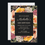 Black Burgundy Oranje Floral Gold 60th Birthday Kaart<br><div class="desc">Elegant Bourgogne en oranje waterverf floral met gouden glitter op een uitnodiging van een zwarte 60ste verjaardagsfeestje. Neem contact met ons op voor hulp bij aanpassingen of om passende producten aan te vragen.</div>