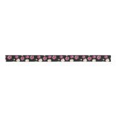 Black Burgundy Peach Floral Grosgrain Lint (Voorkant)