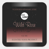 Black Burgundy Product Labels Soft Glitter Logo (Voorkant)