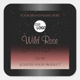 Black Burgundy Product Labels Soft Glitter Logo