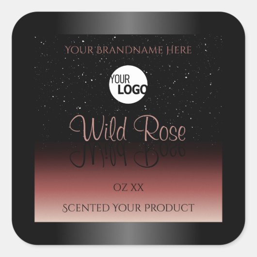 Black Burgundy Product Labels Soft Glitter Logo (Voorkant)