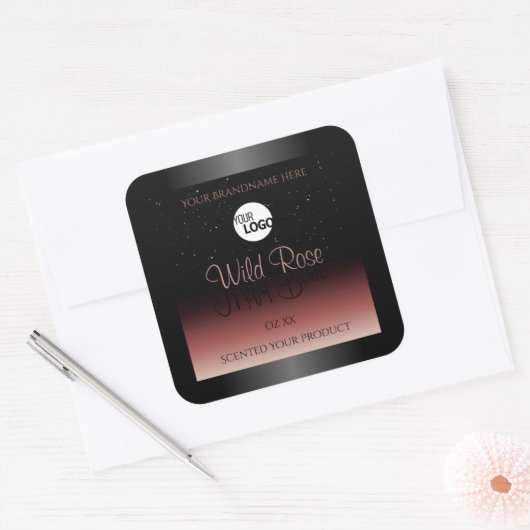 Black Burgundy Product Labels Soft Glitter Logo (Envelop)