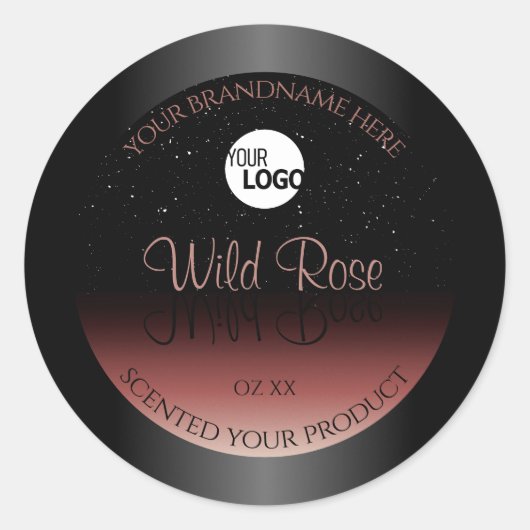 Black Burgundy Product Labels Soft Glitter Logo (Voorkant)