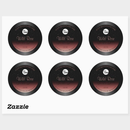Black Burgundy Product Labels Soft Glitter Logo (Vel)