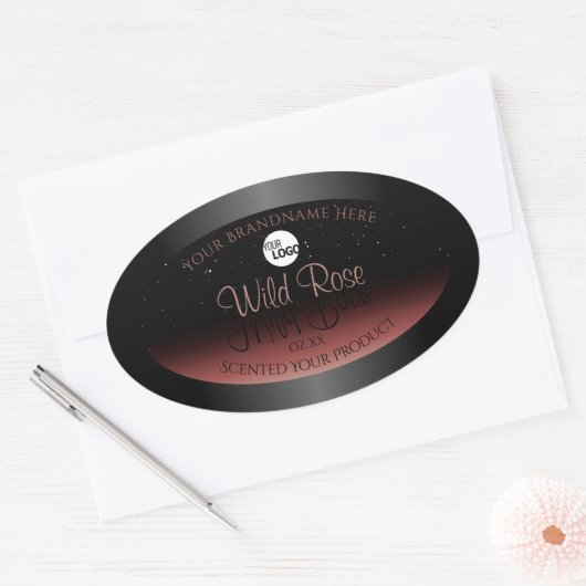 Black Burgundy Product Labels Soft Glitter Logo (Envelop)