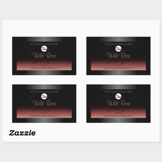 Black Burgundy Product Labels Soft Glitter Logo (Vel)